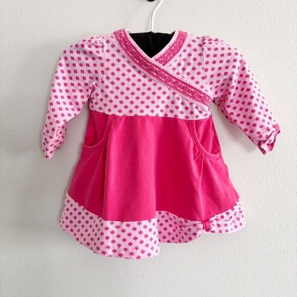 Rabbit Moon Size 0-3 mo Pink and Floral Boho Dress with Pockets Embellishments - Picture 1 of 12